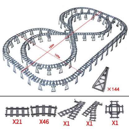 Track Straight Curved Crossing Rail for Lego Train Building Block DIY - 60 Sets!