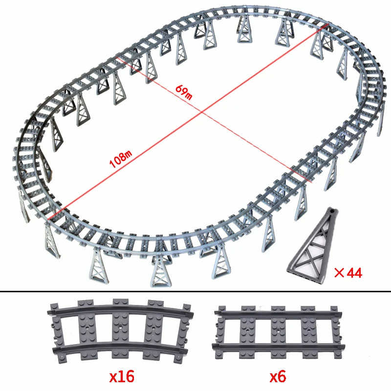 Track Straight Curved Crossing Rail for Lego Train Building Block DIY - 60 Sets!