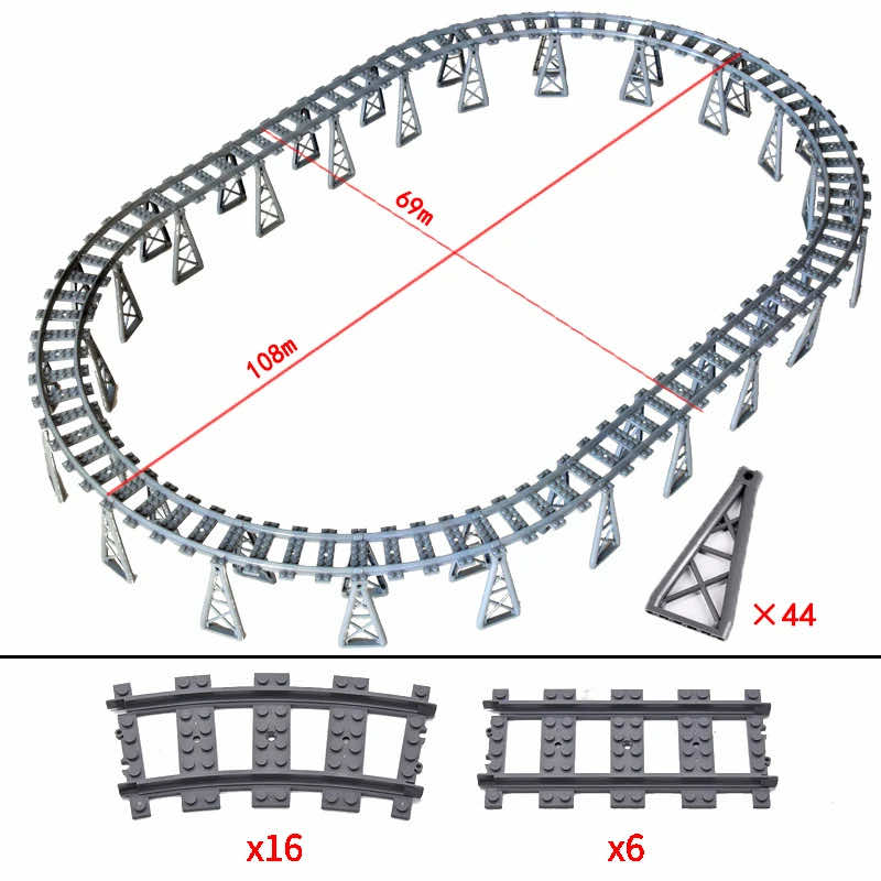 Track Straight Curved Crossing Rail for Lego Train Building Block DIY - 60 Sets! | The Drift Art Co. 41