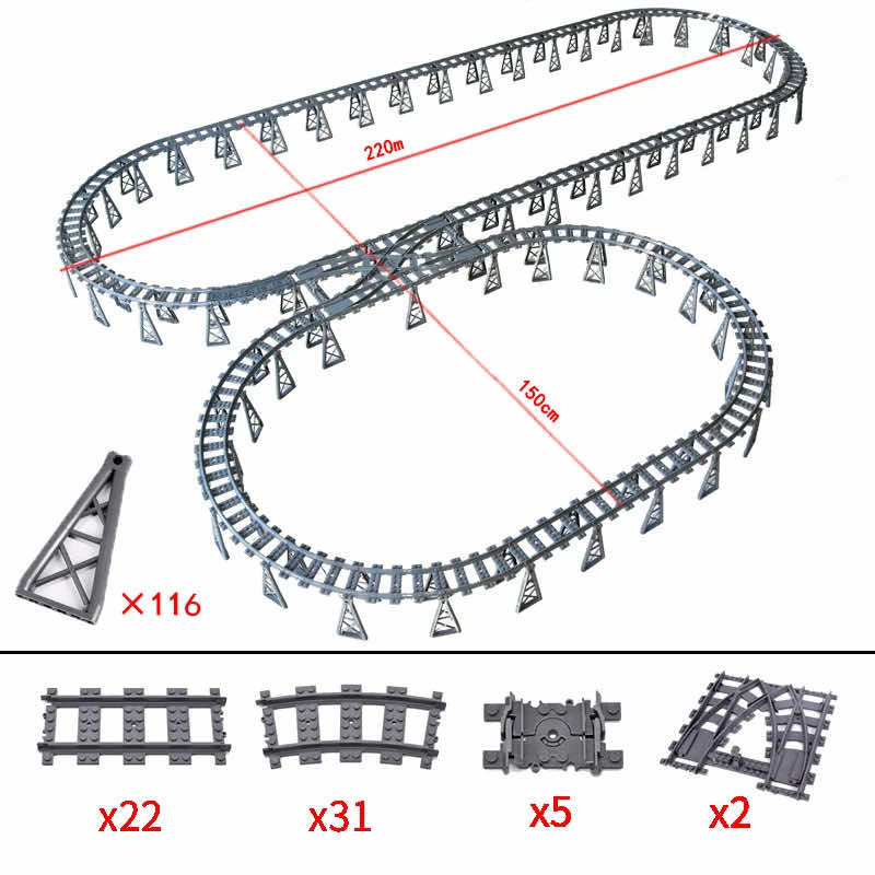 Track Straight Curved Crossing Rail for Lego Train Building Block DIY - 60 Sets! | The Drift Art Co. 45