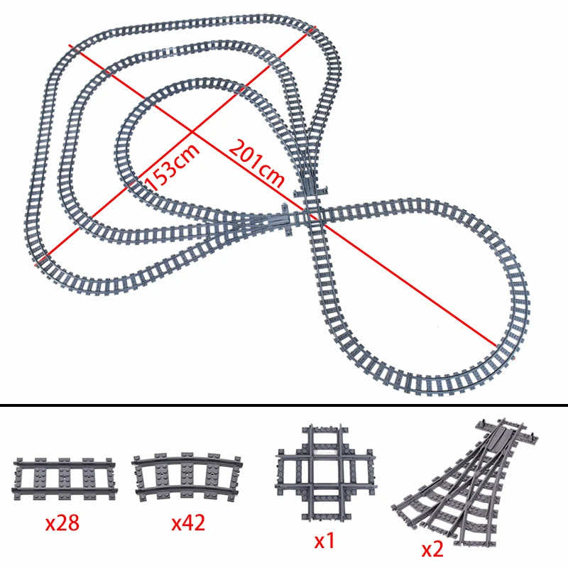 Track Straight Curved Crossing Rail for Lego Train Building Block DIY - 60 Sets!