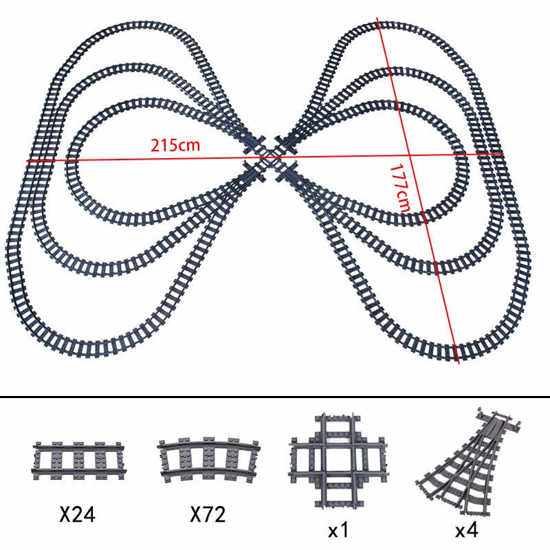 Track Straight Curved Crossing Rail for Lego Train Building Block DIY - 60 Sets!