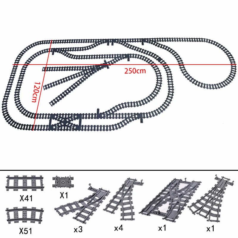 Track Straight Curved Crossing Rail for Lego Train Building Block DIY - 60 Sets!