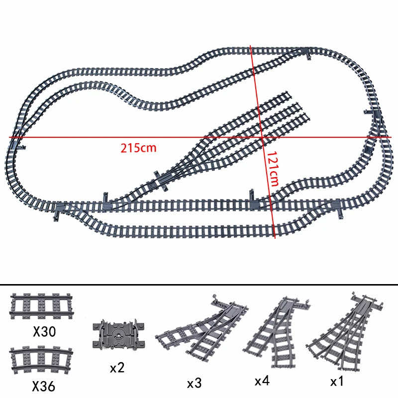 Track Straight Curved Crossing Rail for Lego Train Building Block DIY - 60 Sets! | The Drift Art Co. 49