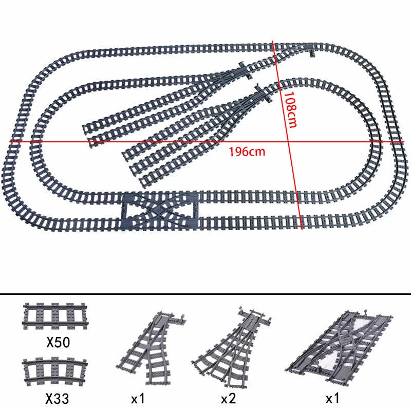 Track Straight Curved Crossing Rail for Lego Train Building Block DIY - 60 Sets!