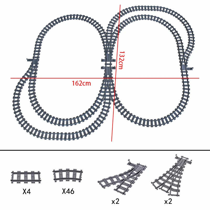 Track Straight Curved Crossing Rail for Lego Train Building Block DIY - 60 Sets!