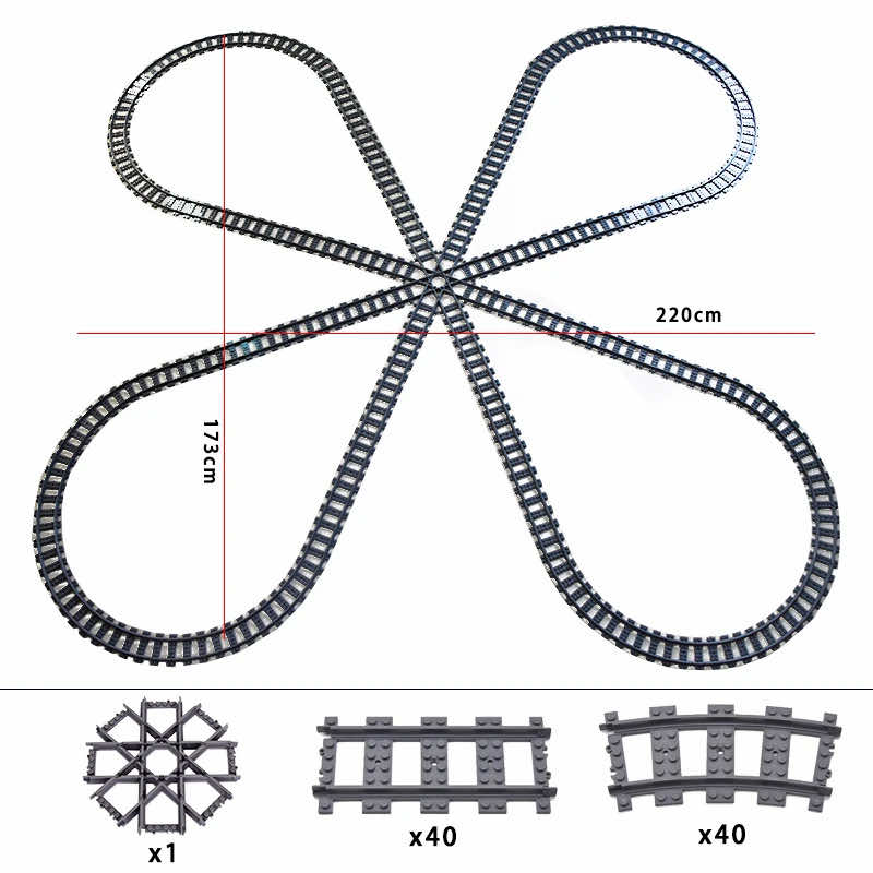 Track Straight Curved Crossing Rail for Lego Train Building Block DIY - 60 Sets!