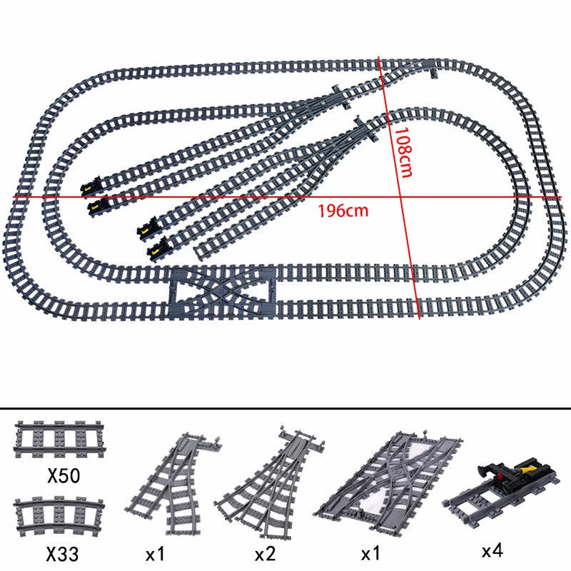 Track Straight Curved Crossing Rail for Lego Train Building Block DIY - 60 Sets!