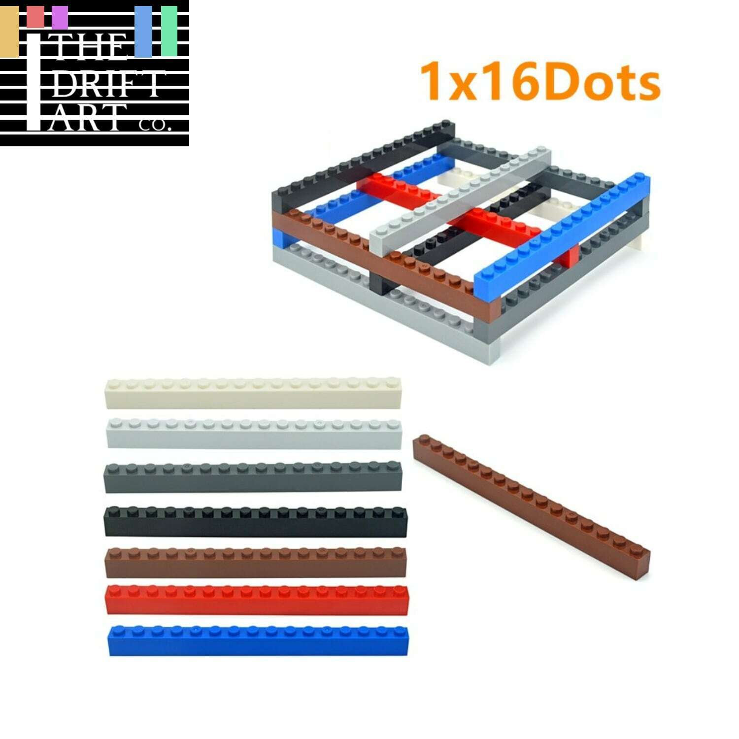 10pcs Classic Style 1x16 2465 Building Blocks Thick Bricks  - Various Colors -  - The Drift Art Co.