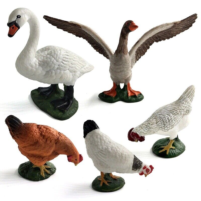 1pc Simulation Chicken Duck Goose Figurine Animal Miniature Art Toy Figure Doll