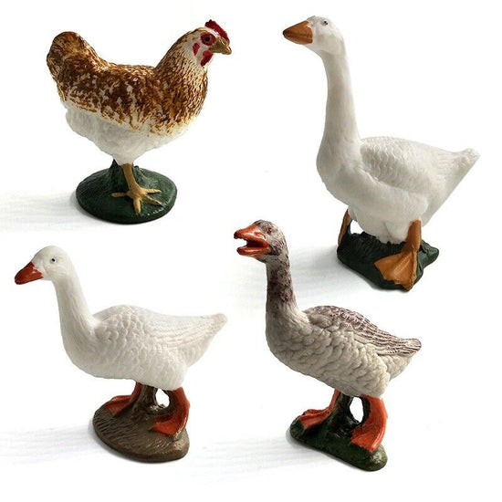 1pc Simulation Chicken Duck Goose Figurine Animal Miniature Art Toy Figure Doll