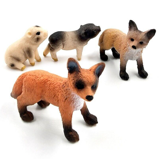 1pc Simulation Mini Fox Pig Porket Farm Animal Miniature Art Toy Figure Doll