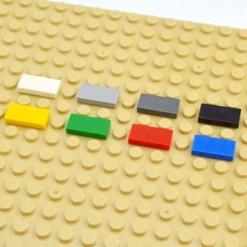 200pcs Ceramic Smooth Flat Tile 1x2 Building Blocks Bricks Toy DIY - Many colors -  - The Drift Art Co.