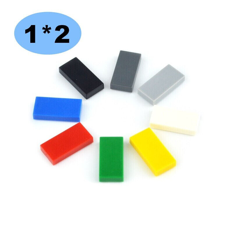 200pcs Ceramic Smooth Flat Tile 1x2 Building Blocks Bricks Toy DIY - Many colors -  - The Drift Art Co.