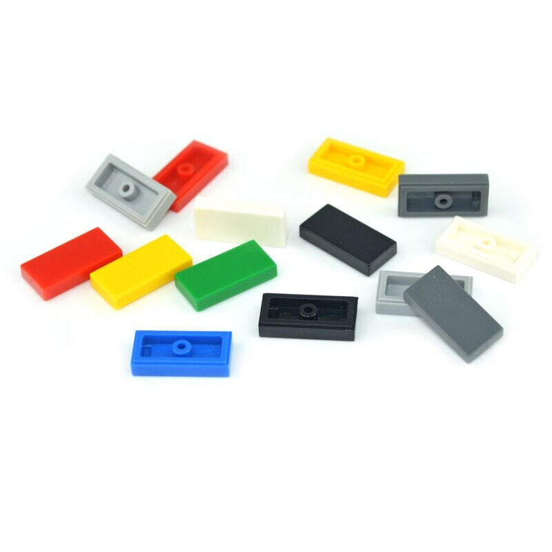 200pcs Ceramic Smooth Flat Tile 1x2 Building Blocks Bricks Toy DIY - Many colors -  - The Drift Art Co.
