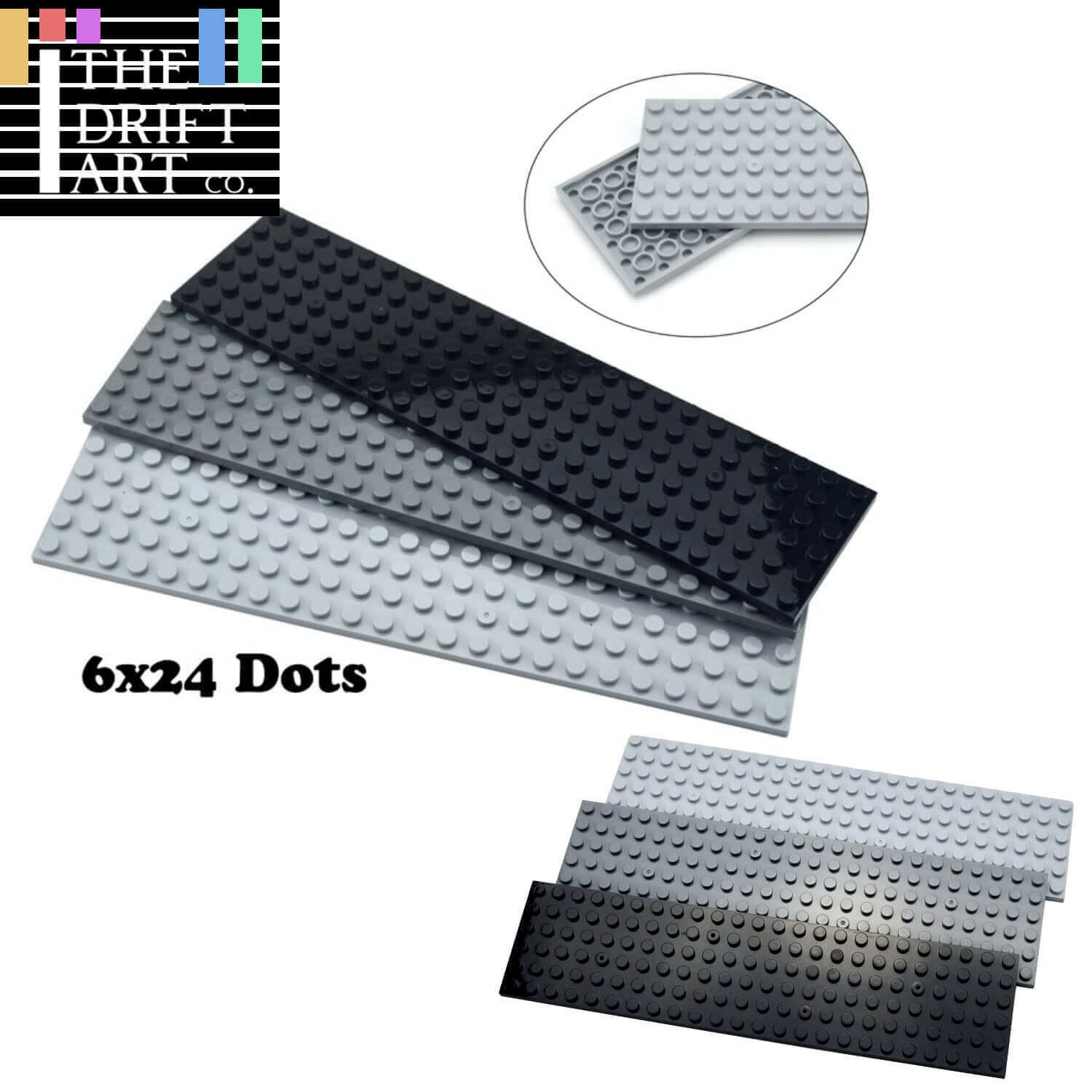 Building Blocks Dots base plates & Pillars DIY - (6x24) 4pcs - 3 Colors | The Drift Art Co. 1