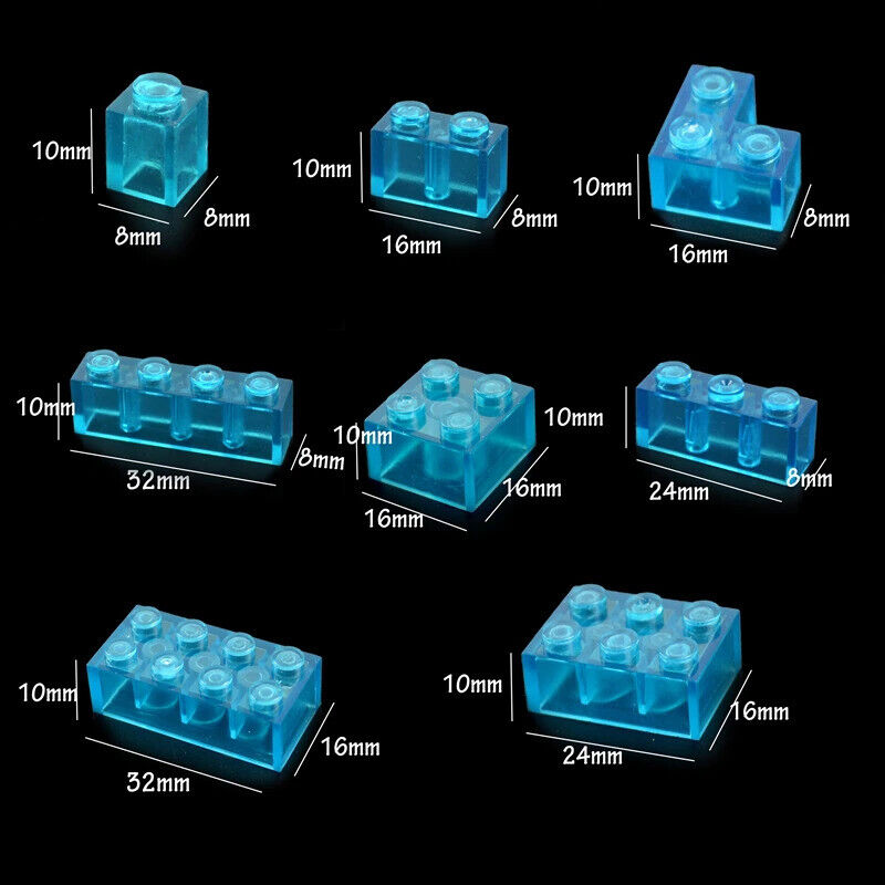 Transparent Blue & White Thick Brick Educational Building Blocks Bricks Toy DIY - The Drift Art Co.