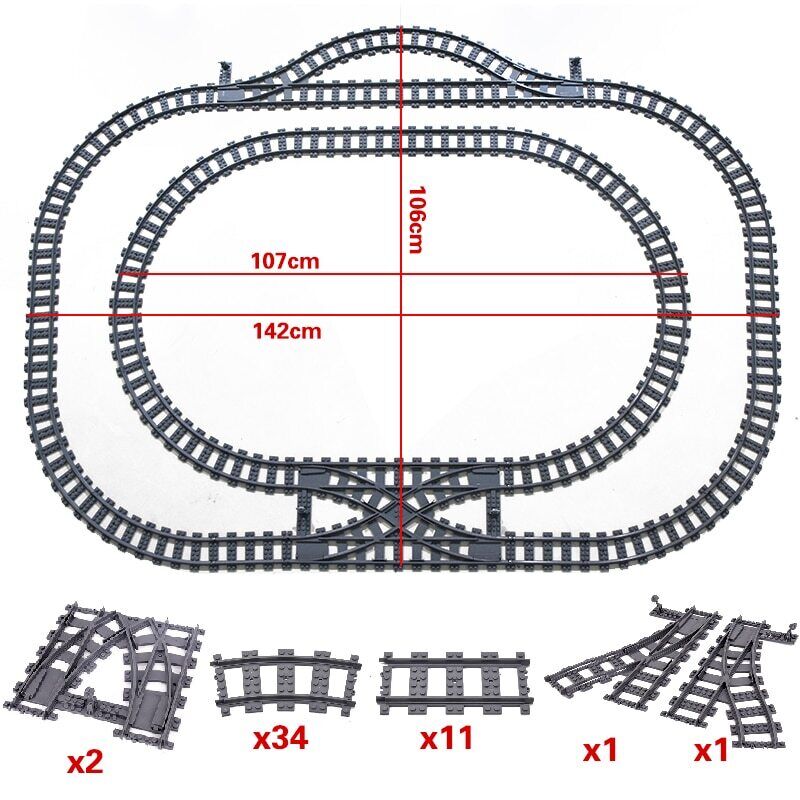 Track Straight Curved Crossing Rail for Lego Train Building Block DIY - 60 Sets! - The Drift Art Co.