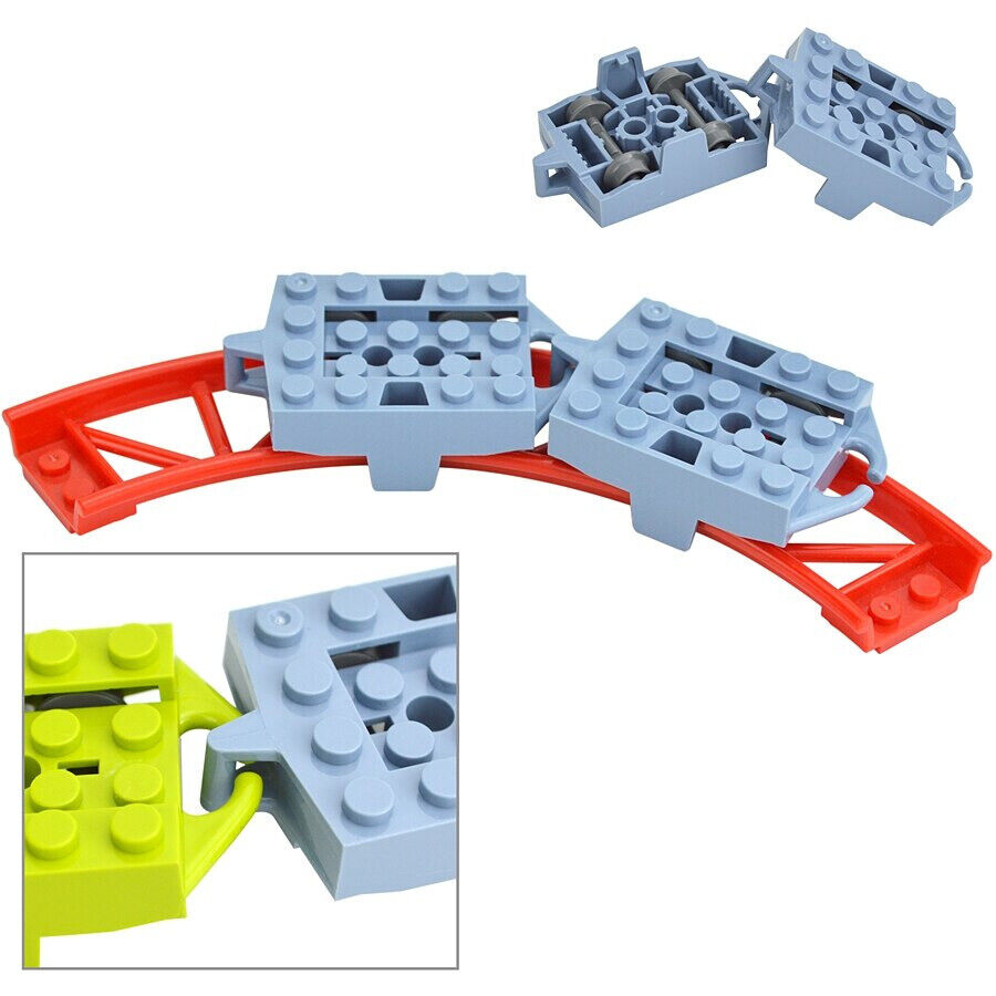 4pc Roller Coaster Rail Bow Slope w Shaft for Lego Kit Building Blocks Brick Set - The Drift Art Co.