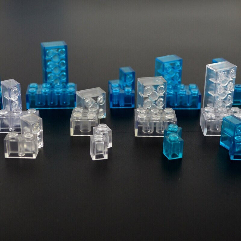 Transparent Blue & White Thick Brick Educational Building Blocks Bricks Toy DIY - The Drift Art Co.