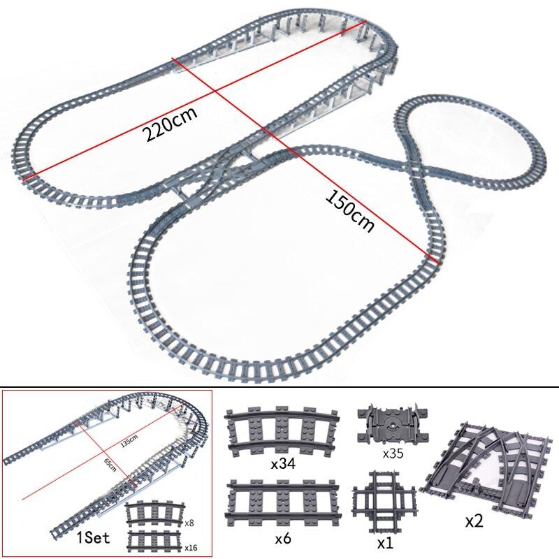 Track Straight Curved Crossing Rail for Lego Train Building Block DIY - 60 Sets! - The Drift Art Co.