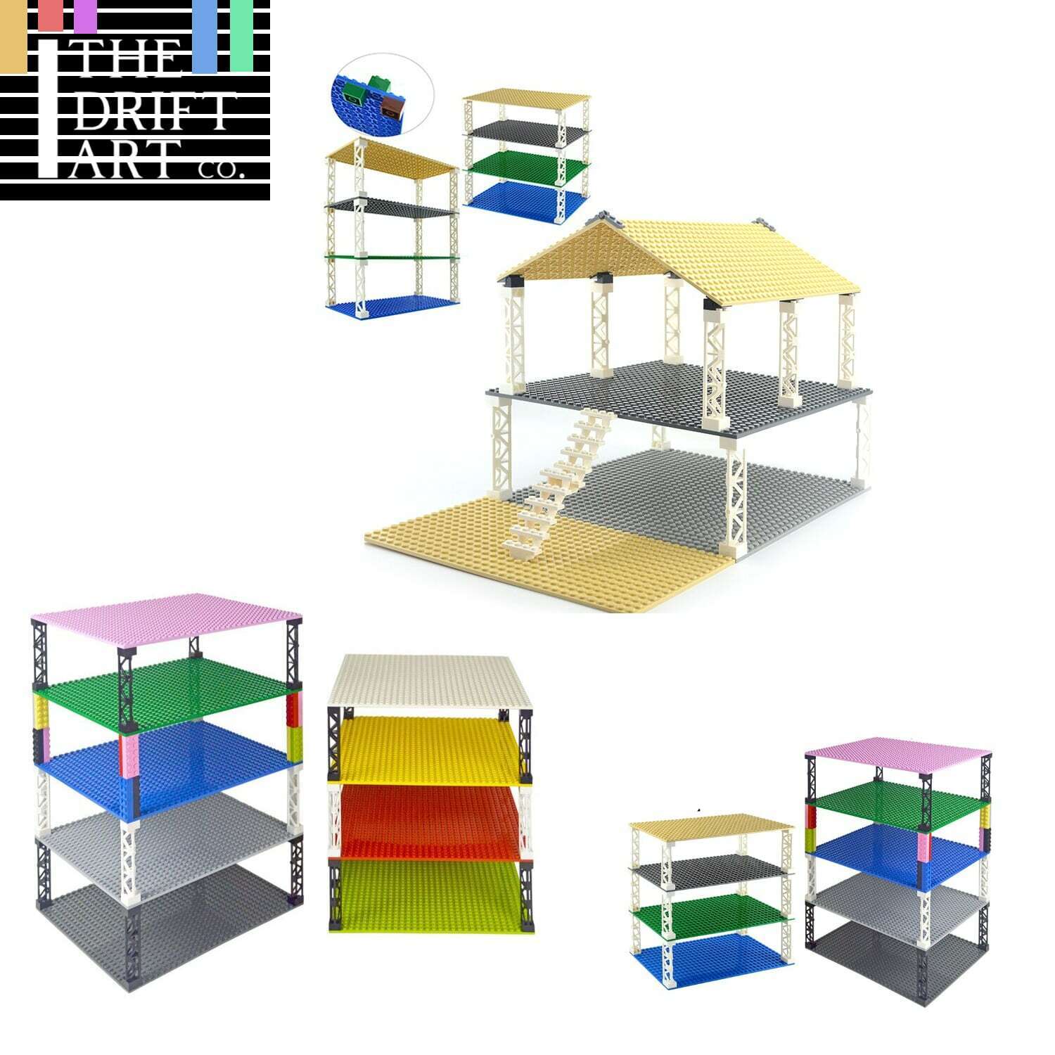 Building Blocks Dots base plates & Pillars DIY - Various Sizes - (16x32 & 32x32) | The Drift Art Co. 1