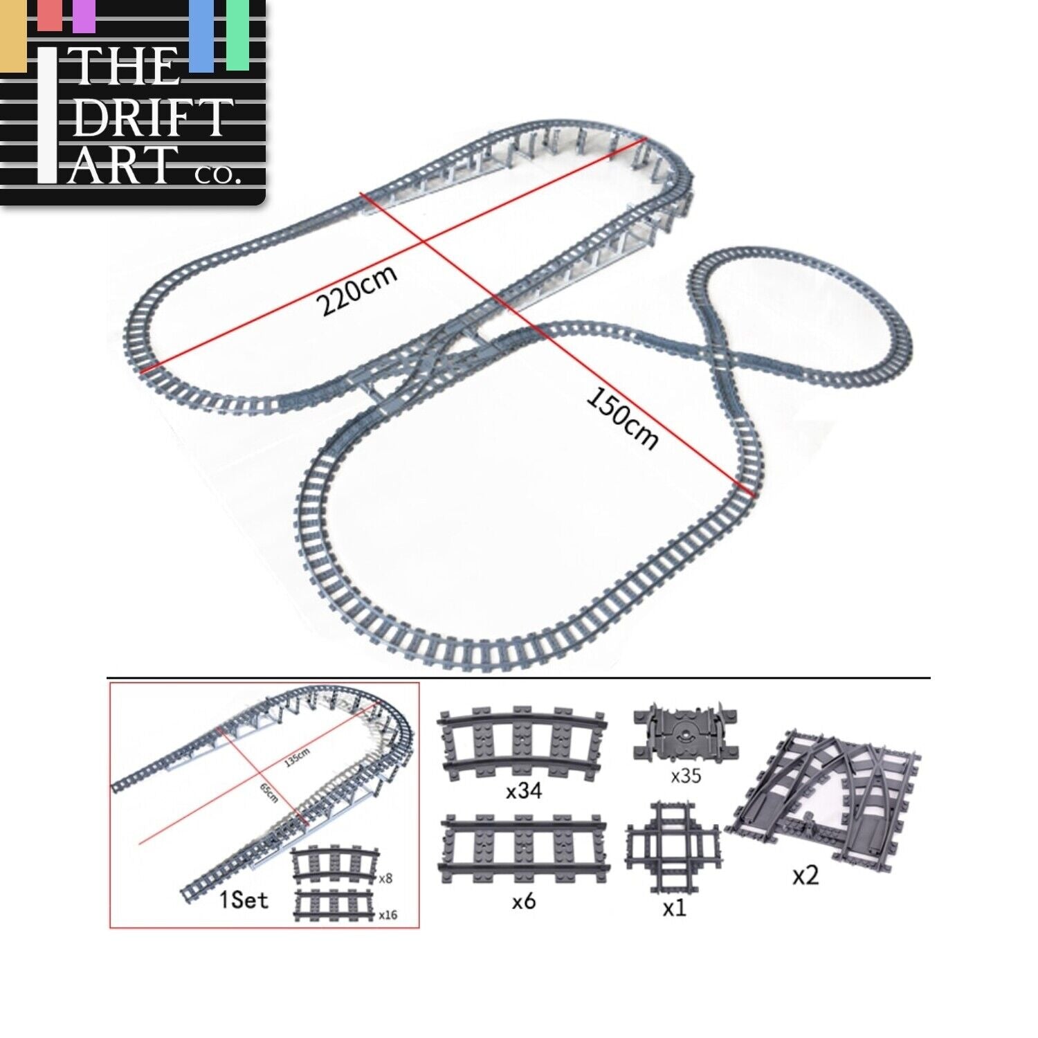 Track Straight Curved Crossing Rail for Lego Train Building Block DIY - 60 Sets! - The Drift Art Co.