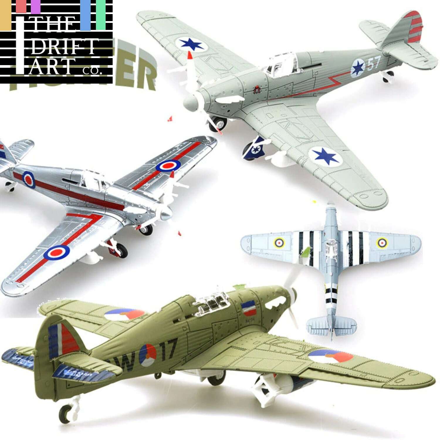 1pcs 1/48 Diecast War-II Hurricane Fighter Aircraft Plane Assembly Kit Model Toy | The Drift Art Co. 1