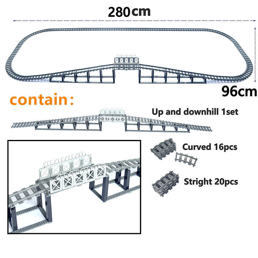 Bridge Tracks w/ Rock for Lego Kit Train Building Blocks Sets DIY - 20 Sets! - The Drift Art Co.