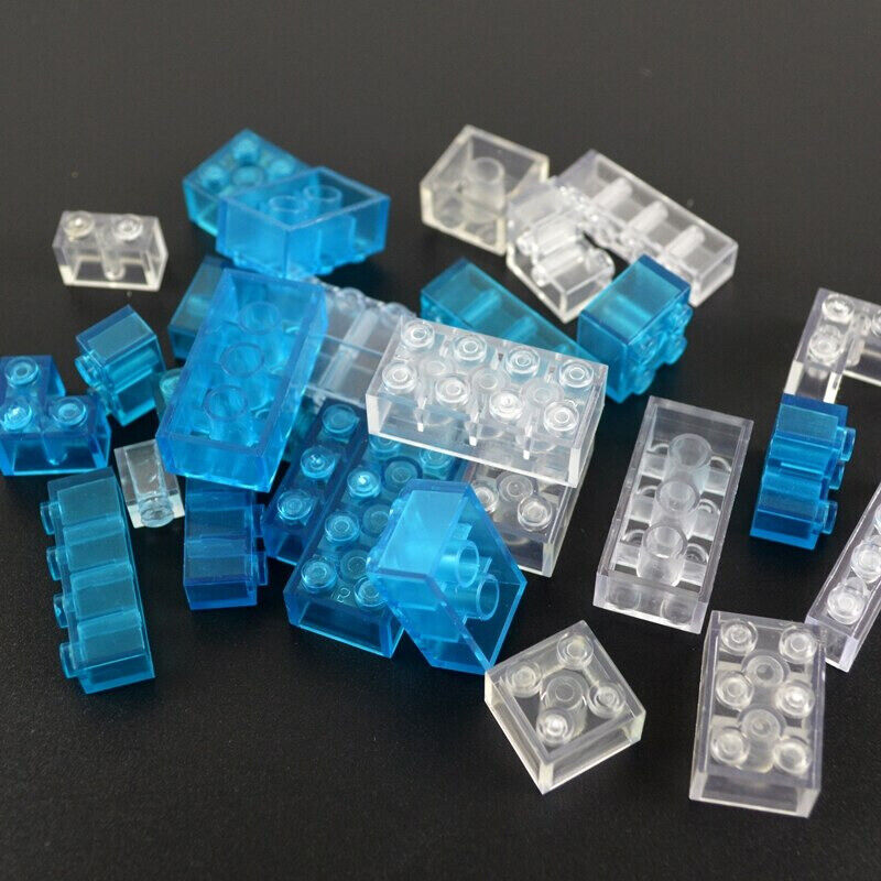 Transparent Blue & White Thick Brick Educational Building Blocks Bricks Toy DIY - The Drift Art Co.