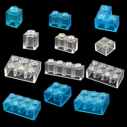 Transparent Blue & White Thick Brick Educational Building Blocks Bricks Toy DIY - The Drift Art Co.