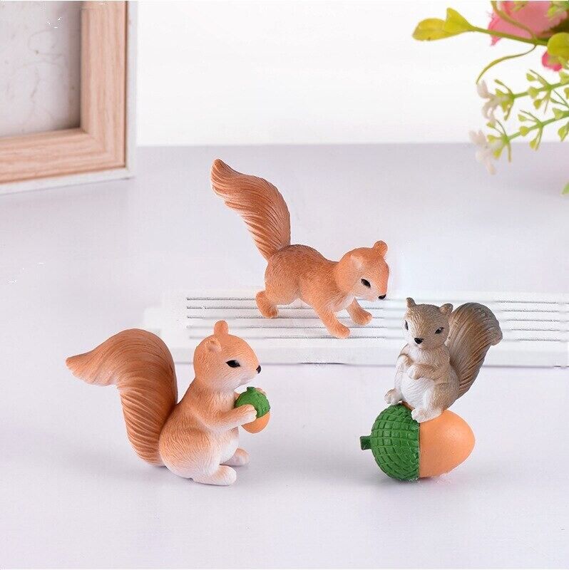 4pc Cute Squirrel Elf Nut Animal Miniature Garden Home Art Toy Figure Doll DIY -  - The Drift Art Co.