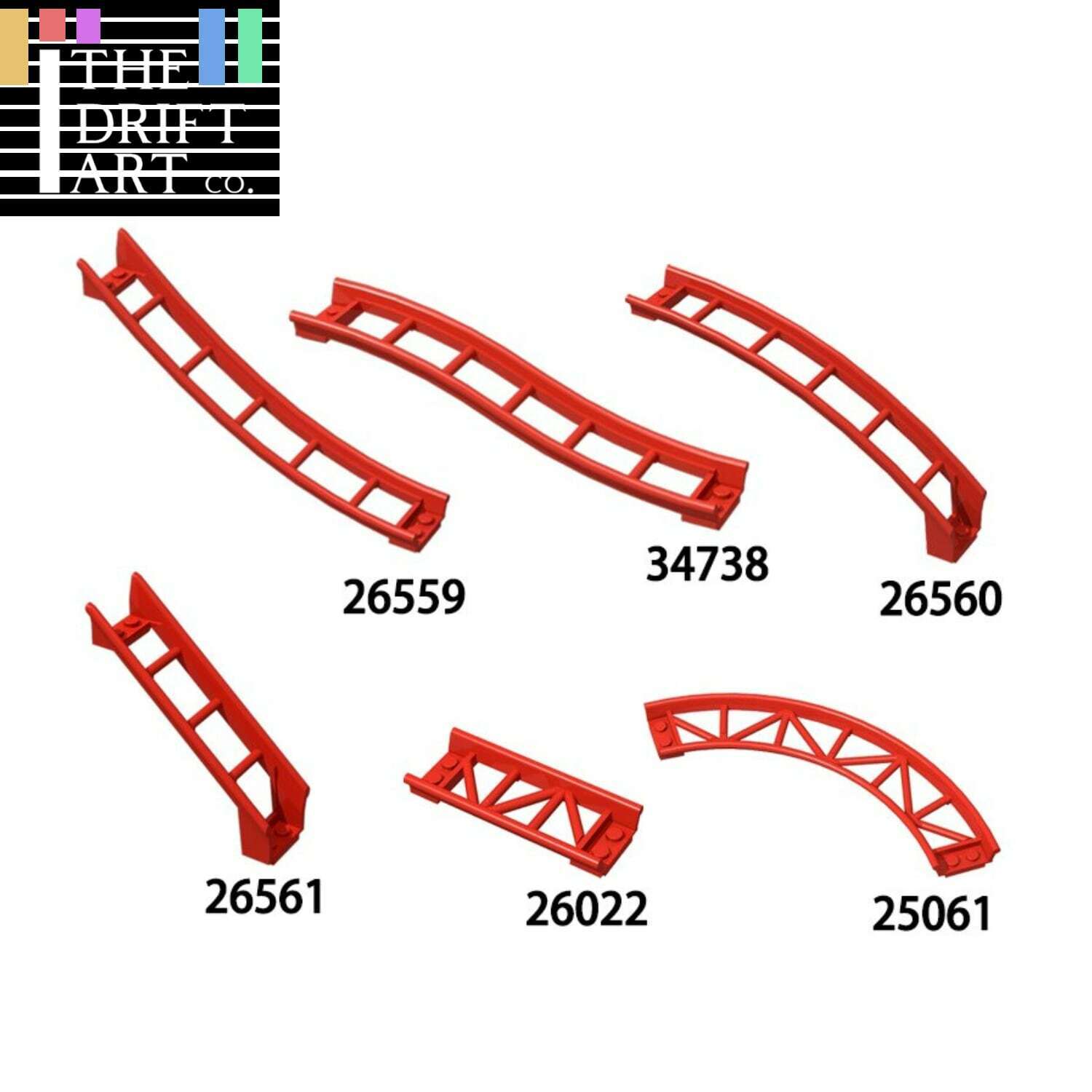 4pc Roller Coaster Rail Bow Slope w Shaft for Lego Kit Building Blocks Brick Set - LEGO (R) Complete Sets & Packs -  - The Drift Art Co.