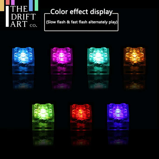 5pcs 2x2 dot LED Light Up Colorful Educational Building Blocks Brick Toy -SQUARE -  - The Drift Art Co.