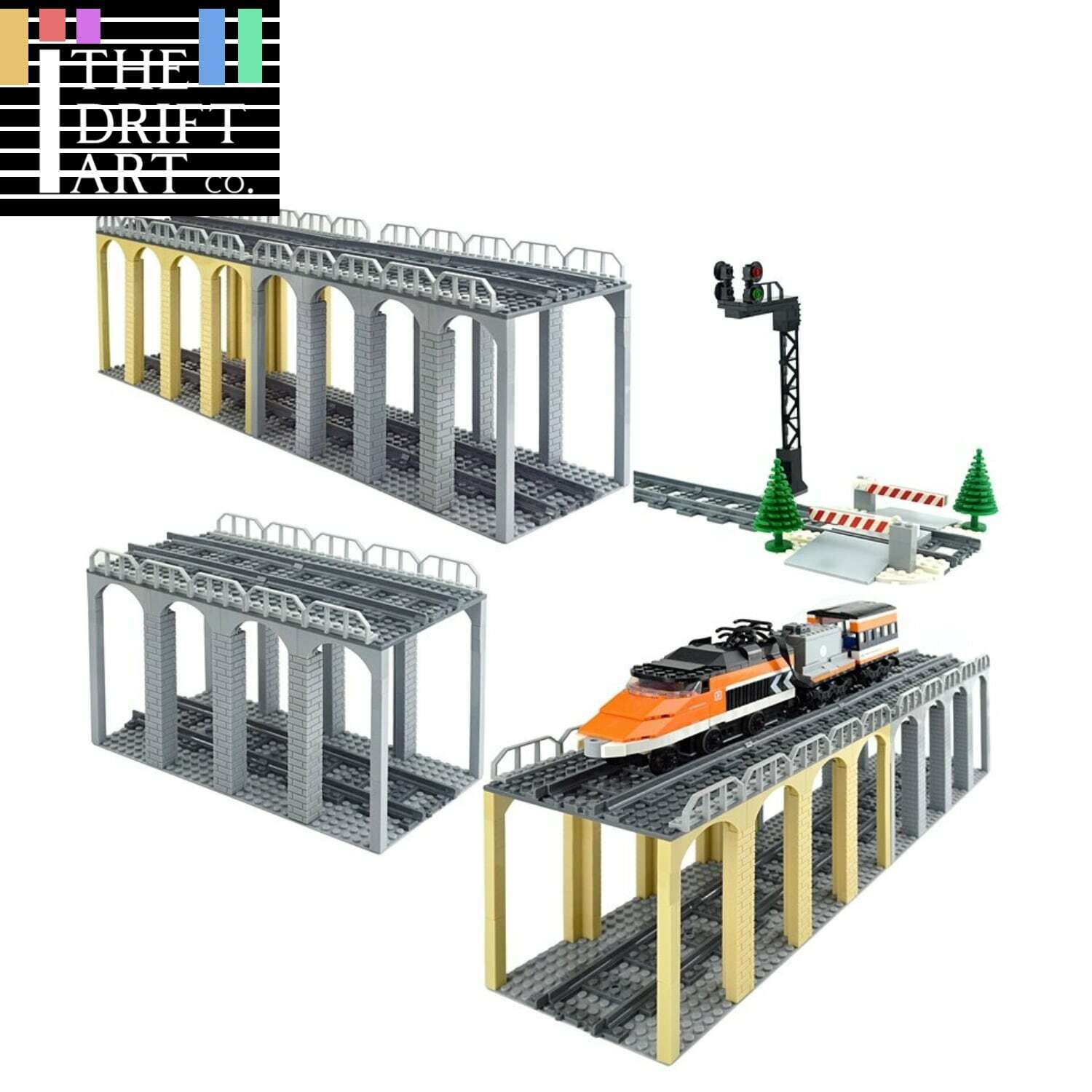 City Train Bridge Traffic Light for Lego Kit Building Blocks Sets DIY 14 types The Drift