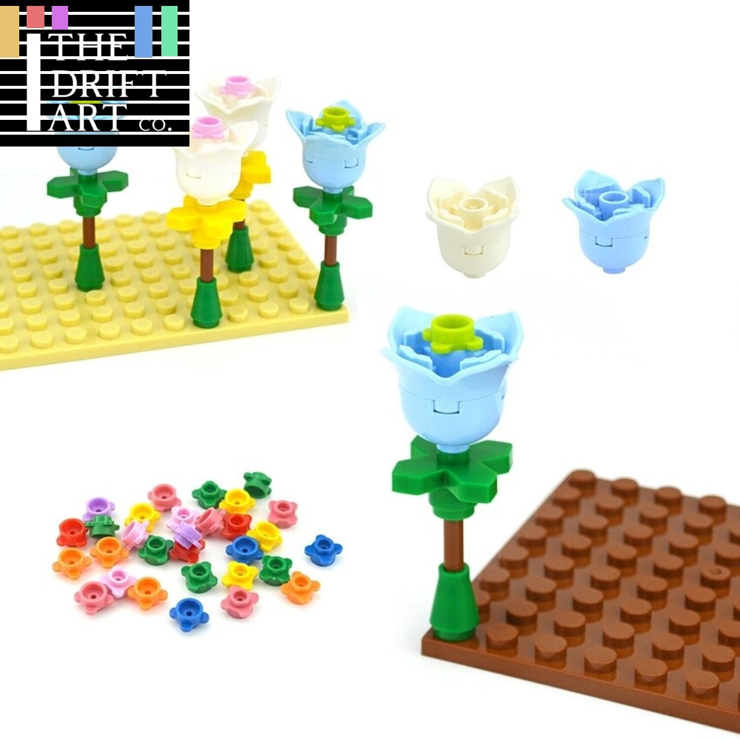 Flowers Rose Tulip Plant Leaves 2x2 15469   For Lego Building Blocks Sets DIY -  - The Drift Art Co.