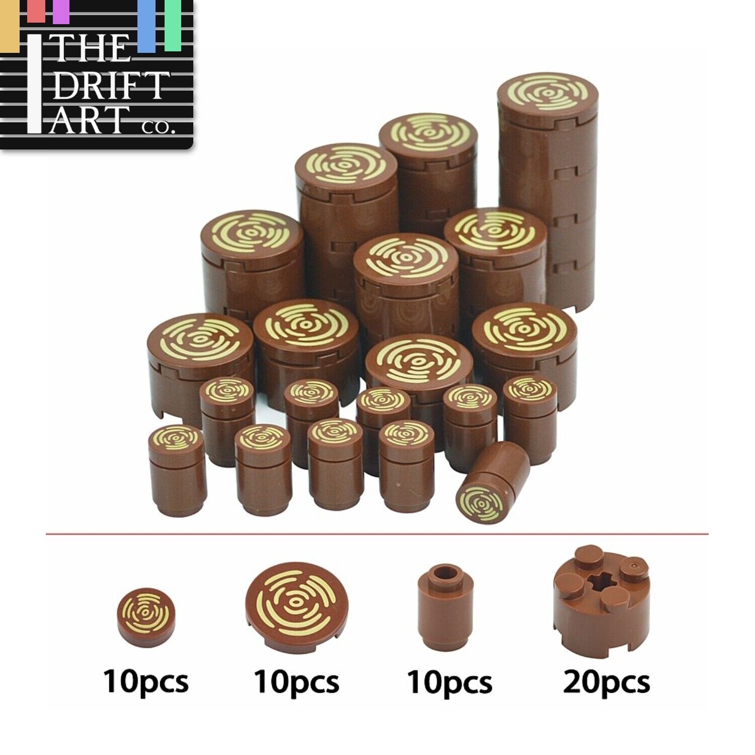 MOC Round 2x2 With Tree Stump Wood Grain Part for Lego Building Blocks Sets DIY - LEGO (R) Bricks, Pieces & Parts -  - The Drift Art Co.