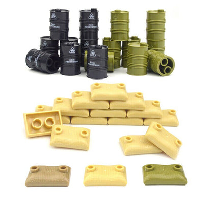 Oil Drum Sandbags War Swat Army WW2 Soldier Figures Building Blocks Toy DIY -  - The Drift Art Co.