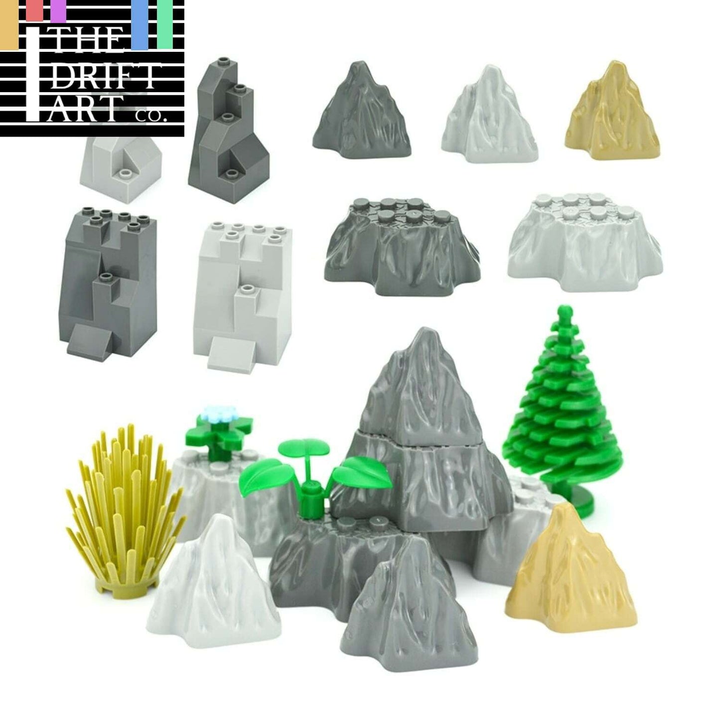 Rock Panel Rockery Mountain 8pc MOC Parts for Lego Sets Building Blocks Sets DIY -  - The Drift Art Co.