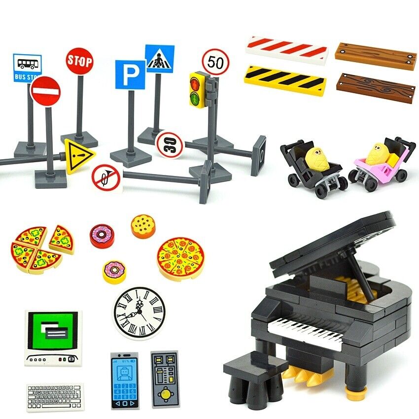 Stroller Baby Computer Phone Clock Pizza City for Lego Building Blocks Sets DIY -  - The Drift Art Co.