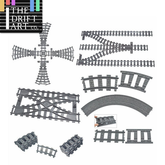 Track Crossing Switch Forked Rail for Lego Kit Train Building Blocks Sets DIY